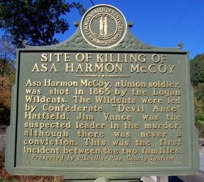 Site of Killing of Asa Harmon McCoy Marker image. Click for full size.