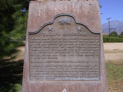 Yucaipa Rancheria Marker. Click for full size. Yucaipa Rancheria Marker image. Click for full size.