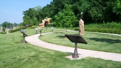 Markers in Pioneer Crossing Park image. Click for full size.