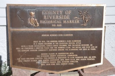 Banning Woman's Club Clubhouse Marker. Click for full size. Banning Woman's Club Clubhouse Marker image. Click for full size.