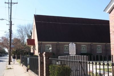 Calvary Episcopal Church and Marker, looking west along line Street image. Click for full size.