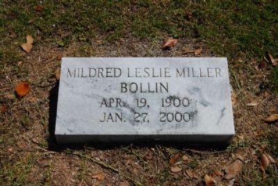 Mildred Leslie Miller Bollin Tombstone image. Click for full size.