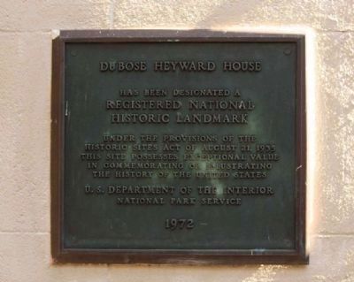 DuBose Heyward House Marker image. Click for full size.