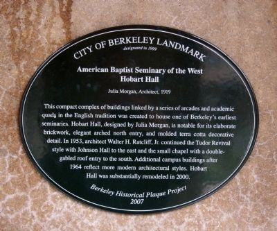 American Baptist Seminary of the West - Hobart Hall Marker image. Click for full size.