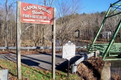 Capon Springs Marker and Historic Whipple Truss Bridge image. Click for full size.