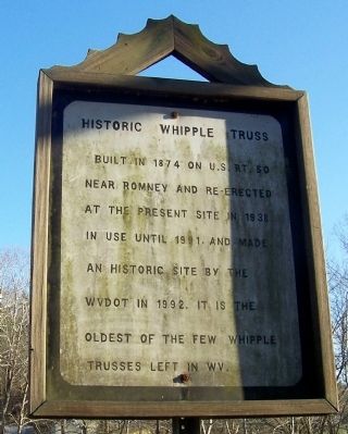 Historic Whipple Truss Marker. Click for full size. Historic Whipple Truss Marker image. Click for full size.