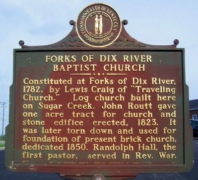 Forks of Dix River Baptist Church Marker image. Click for full size.