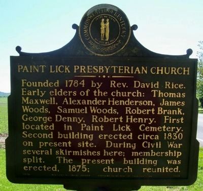 Paint Lick Presbyterian Church Marker image. Click for full size.