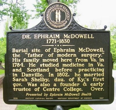 Dr. Ephraim McDowell, 1771-1830 Marker image. Click for full size.