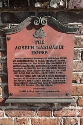 The Joseph Manigault House Marker image. Click for full size.