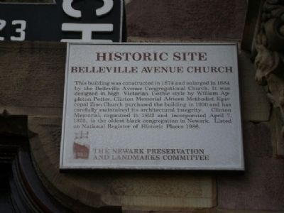 Belleville Avenue Church Marker image. Click for full size.
