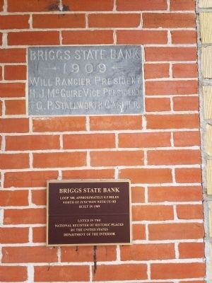 The Briggs State Bank Building, closeup image. Click for full size.