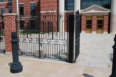 Gates Designed by Simmons<br>Entrance to Matthew J. Perry Jr. United States Courthouse in Background image. Click for full size.