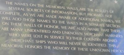 Wall of Honor Inscription. Click for full size. Wall of Honor Inscription image. Click for full size.