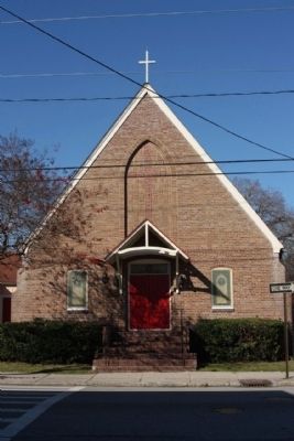 Calvary Episcopal Church Marker, at left side of door image. Click for full size.