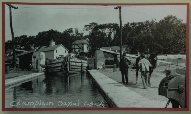 Lock 2 Park Marker Detail:<i>Champlain Canal Lock</i> image. Click for full size.
