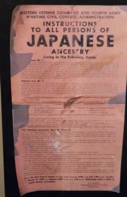 Fort MacArthur Museum: 1942 Relocation Order - "Instructions to All Persons of Japanese Ancestry" image. Click for full size.