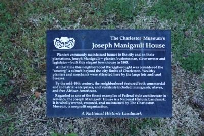 The Charleston Museum's Joseph Manigault House Marker image. Click for full size.