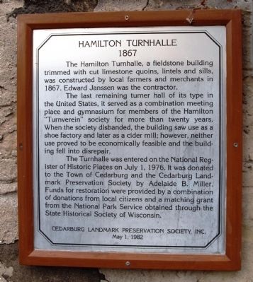 Hamilton Turnhalle Marker. Click for full size. Hamilton Turnhalle Marker image. Click for full size.