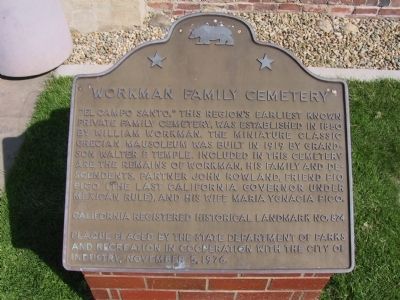Workman Family Cemetery Marker. Click for full size. Workman Family Cemetery Marker image. Click for full size.