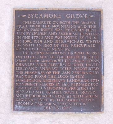 Sycamore Grove Marker image. Click for full size.