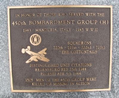 450th Bombardment Group (H) Marker image. Click for full size.