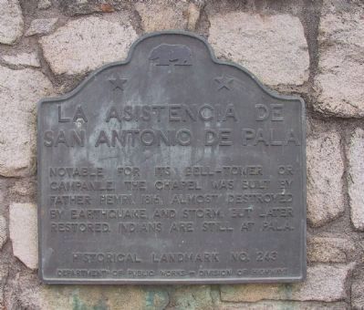 La Asistencia de San Antonio de Pala Marker image. Click for full size.