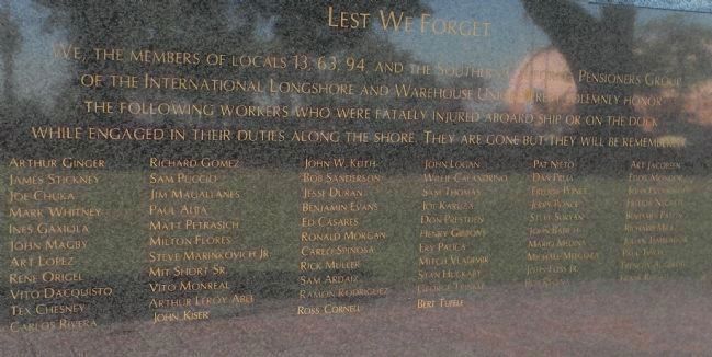 "Lest We Forget" - Harry Bridges Memorial - Panel 4 image. Click for full size.