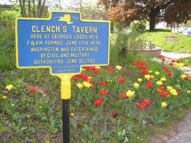 Clench's Tavern Marker's Former Location in Liberty Park in Schenectady image. Click for full size.