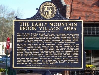 The Early Mountain Brook Village Area Marker image. Click for full size.