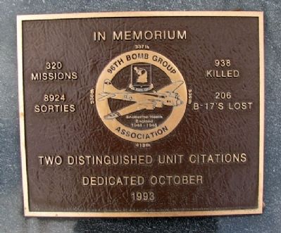 96th Bomb Group Association Marker. Click for full size. 96th Bomb Group Association Marker image. Click for full size.