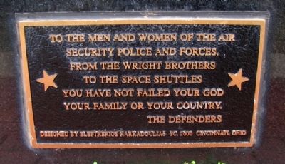 USAF Security Police Dedication Marker. Click for full size. USAF Security Police Dedication Marker image. Click for full size.