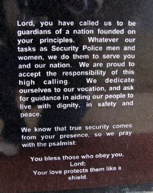 USAF Security Police Prayer. Click for full size. USAF Security Police Prayer image. Click for full size.