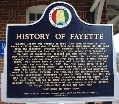 History of Fayette Marker image. Click for full size.