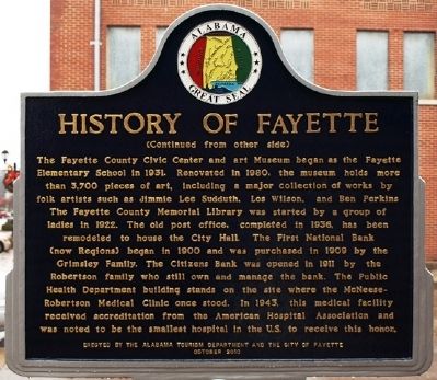 History of Fayette Marker image. Click for full size.
