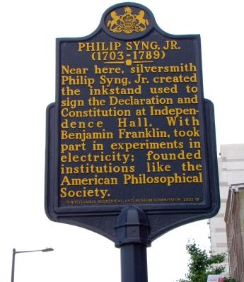 Philip Syng, Jr. Marker. Click for full size. Philip Syng, Jr. Marker image. Click for full size.