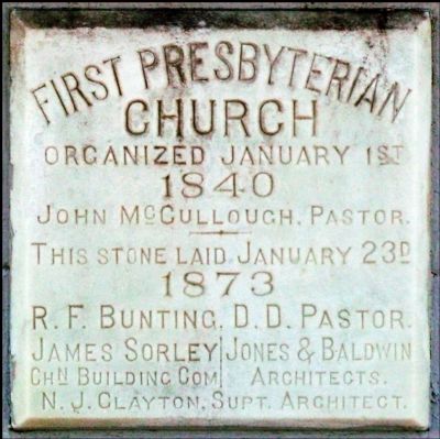 First Presbyterian Church Marker. Click for full size. First Presbyterian Church Marker image. Click for full size.