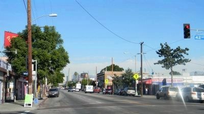 View from the marker site toward downtown L.A.. Click for full size. View from the marker site toward downtown L.A. image. Click for full size.