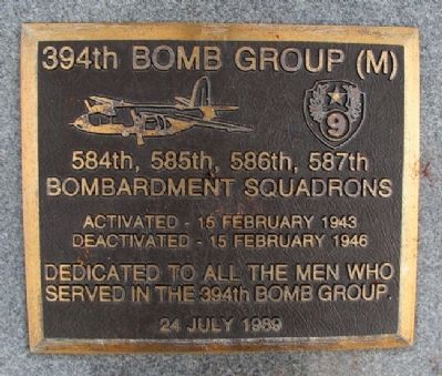 394th Bomb Group (M) Marker. Click for full size. 394th Bomb Group (M) Marker image. Click for full size.