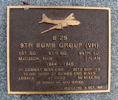 9th Bomb Group (VH) Marker. Click for full size. 9th Bomb Group (VH) Marker image. Click for full size.