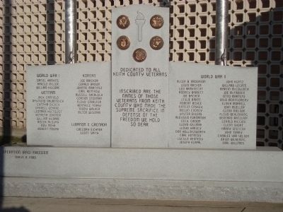 Keith County Veterans Memorial Marker image. Click for full size.