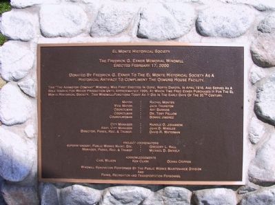 The Frederick G. Exner Memorial Windmill Marker. Click for full size. The Frederick G. Exner Memorial Windmill Marker image. Click for full size.
