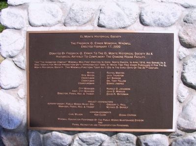 The Frederick G. Exner Memorial Windmill Marker image. Click for full size.