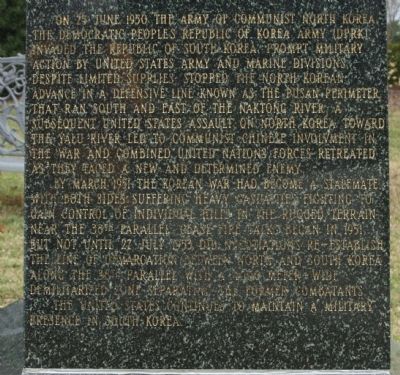 Korean War Marker, west face continued image. Click for full size.