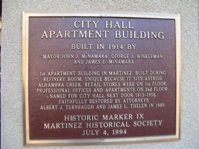 City Hall Apartment Building Marker. Click for full size. City Hall Apartment Building Marker image. Click for full size.
