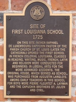 Site of First Louisiana School Marker image. Click for full size.