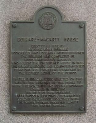 Boimar-Macarty House Marker image. Click for full size.