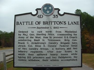 Battle of Britton's Lane Marker image. Click for full size.