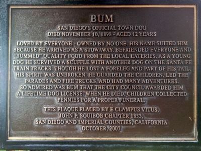 Bum - San Diego’s Official Town Dog Marker image. Click for full size.