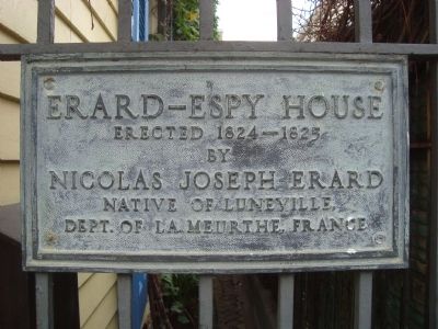 Erard-Espy House Marker. Click for full size. Erard-Espy House Marker image. Click for full size.